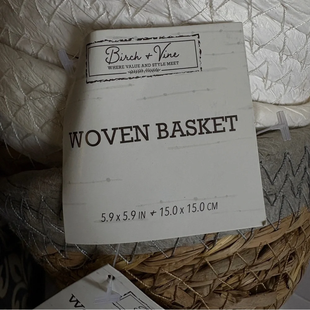 NWT Birch & Vine Small Woven Baskets, Set of Three